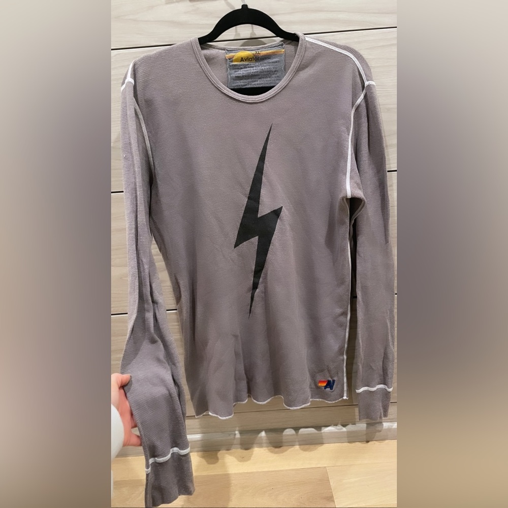 Aviator Nation - BOLT THERMAL - UNISEX XL SLIM FIT - HEATHER GREY